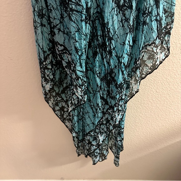 Soft Surroundings Blue Asymmetrical Maxi Tank Dress Bohemian Tie Dye Size Small - Picture 3 of 9